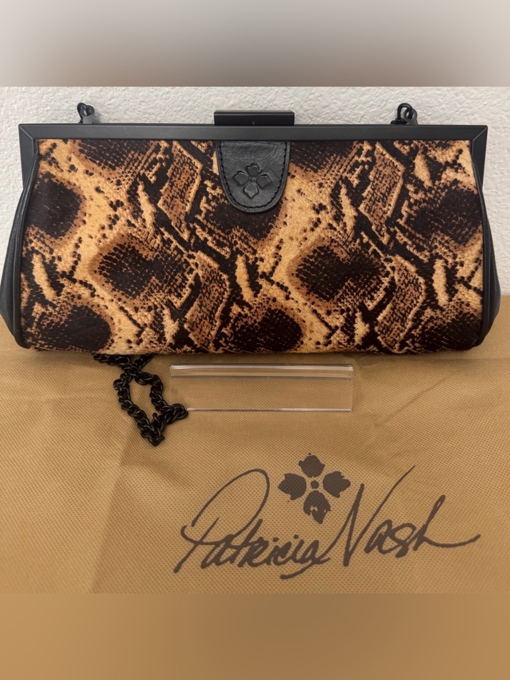 Patricia Nash Athena Python Calf Hair Clutch/Shoulder Bag